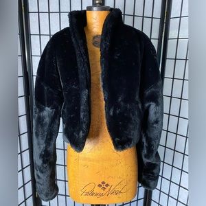 Vintage Carol Horn Black Faux Fur Cropped Jacket